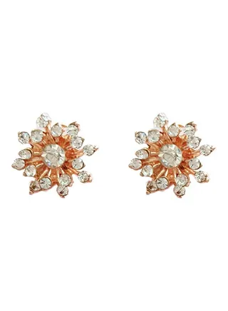 5-Pair Zircon Studded Flower Shape Hand Jewellery 