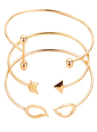 3-Piece Leaf Beads Design Charm Bracelet Set 