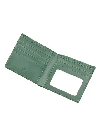 Stitch detailed Bi-Fold PU Wallet Green 