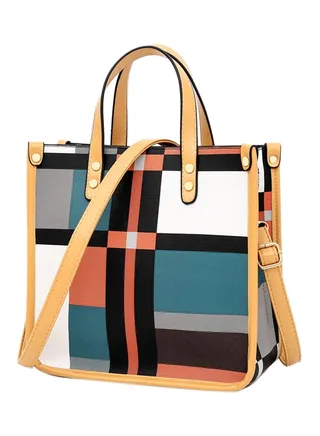 Fashion Light All-Match Color Block Plaid Comfortable Bag Multicolour 