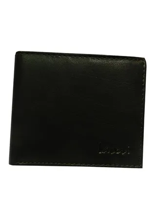 Solid Pattern Leather Wallet Black 