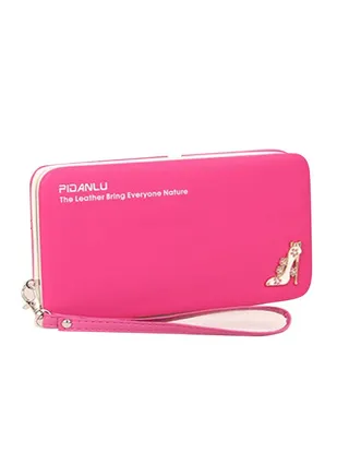 Solid Colour Zipper Closure Long Wallet Rose 