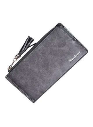 Multifunctional Leather Wallet Grey 