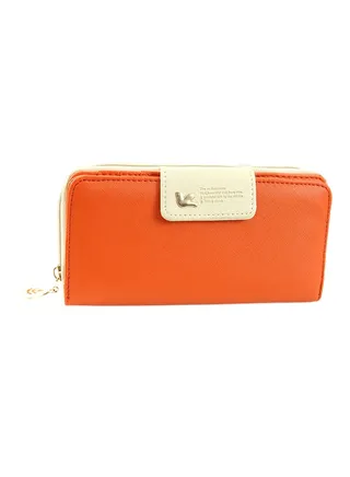 Multifunctional Leather Wallet Orange 