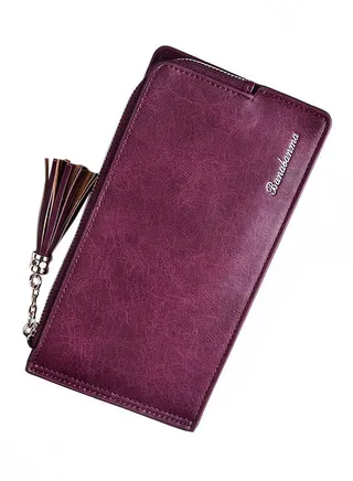 Multifunctional Leather Wallet Burgundy 