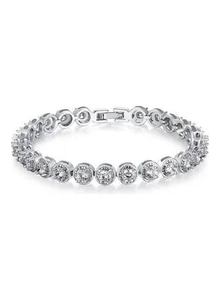 Cubic Zirconia Jewelry White Gold Plated Bracelet 