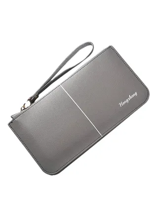 Multifunctional Leather Wallet Light Grey 