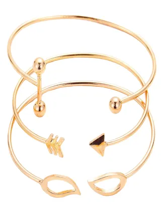3-Piece Leaf Beads Design Charm Bracelet Set 