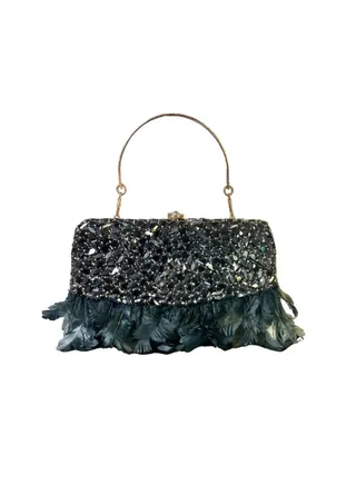 Rhinestone Feather Clutch 