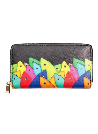Fertility Fishes Printed Purse Black/Yellow/Blue 