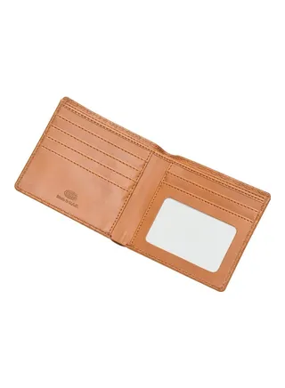 Stitch Detailed Bi-Fold PU Wallet Brown 