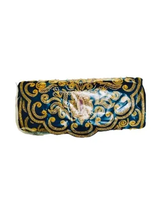 Golden Flower Black Hand Clutch 