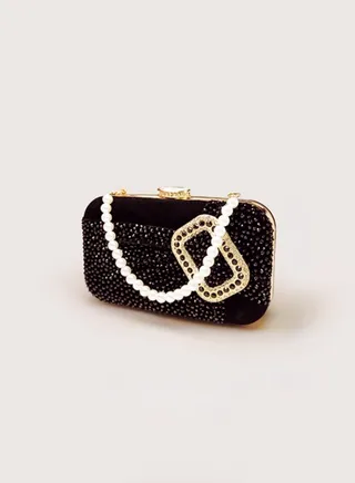 Luxury Black Crystal with Velvet Evening Bag Party Bag Small Mini Clutch Bag 