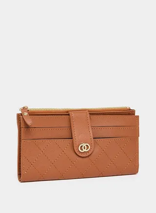 Stitch Push Lock Long Wallet