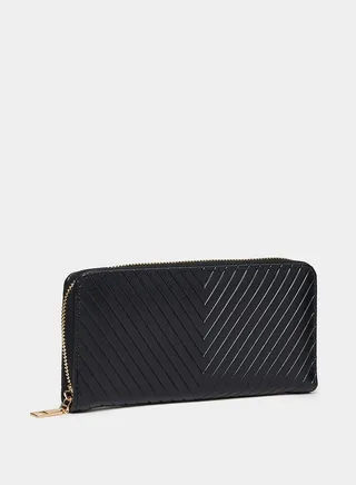 Solid Quilted Zip Around Wallet