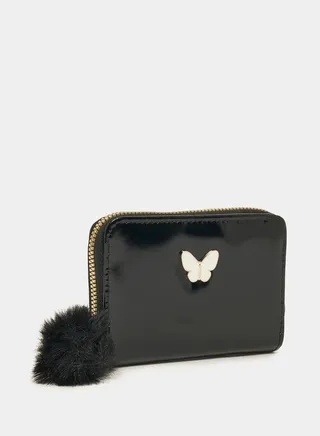 Embellished Butterfly Wallet with Pompom