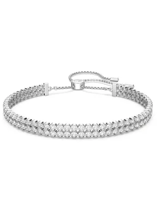 Women's Delicate Round Rhodium Plated White Diamond Bracelet 