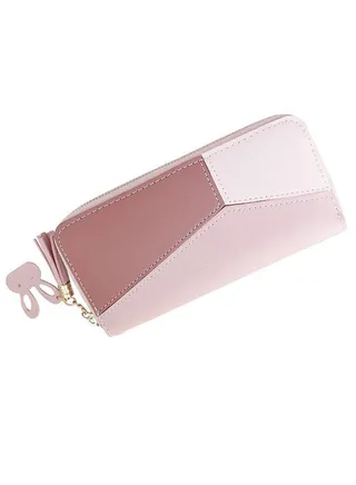 Contrast Panel Zippered Tassel Wallet 19*9.5*3cm 