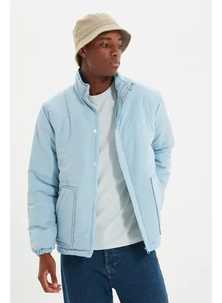 Men's Light Blue Regular Fit Down Jacket 