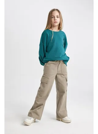 Girl Wideleg Cargo Woven Trousers 