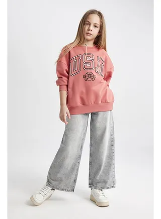 Girl Wide Leg Denim Trousers 