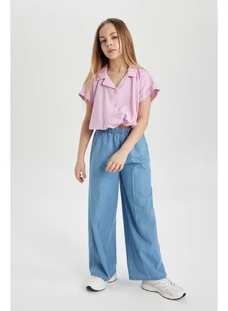 Girl Wide Leg Denim Trousers 
