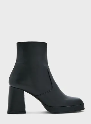 Squared High Heel Ankle Boot 