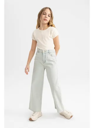 Girl Wide Leg Denim Trousers 