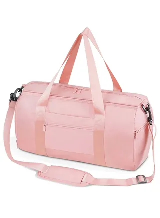 Gym Bag for Women and Men, Dry Wet Separation Sports Sling Bag with Shoe and Wet Clothes Compartments, Waterproof Duffle Bag Lightweight Carryon Gym Bag (Pink) 