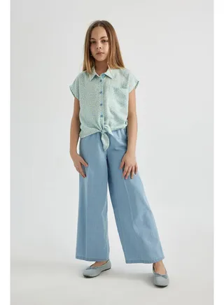 Girl Wide Leg Denim Trousers 