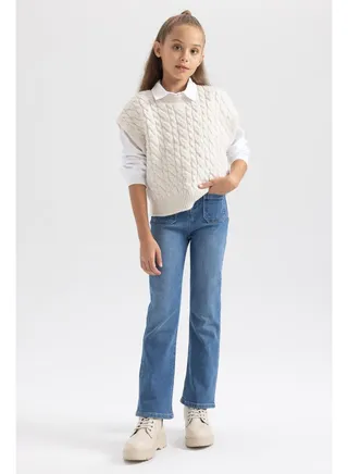 Girl Flare Fit Denim Trousers 
