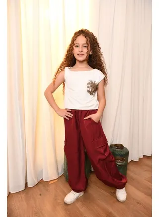 Kids Girls Pants with side pockets 