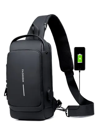 Anti Theft Sling Bag for Men, USB Charging Sport Sling Anti-Theft Shoulder Bag, Waterproof Chest Bag Motorcycle Bag Usb Charging Messenger Sling Shoulder Bags 