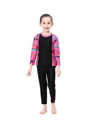 Islamic Swimwear Burkinis with Hijab Black/Pink 