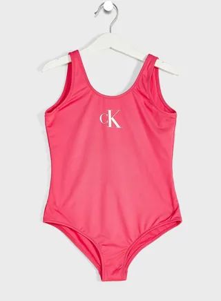 Youth Logo Print Swimsuit 