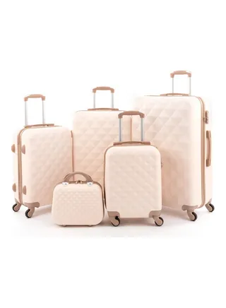 5 Pack Luggage Trolley Bag Set BEIGE-GOLD 