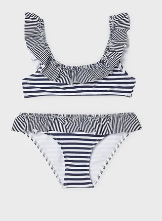 Kids Ruffle Striped Bikini Set 