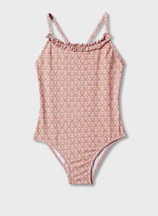 Kids Ruffle Floral Print Swimsuit 
