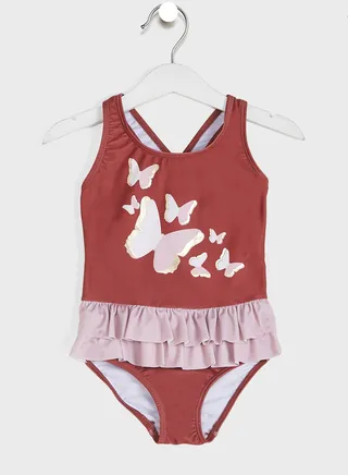 Kids Butterfly Print Swimsuit 
