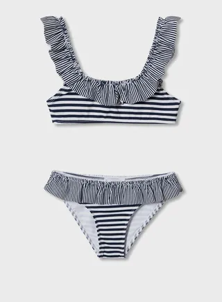 Kids Ruffle Striped Bikini 