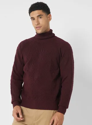 Cable Knit High Neck Sweater