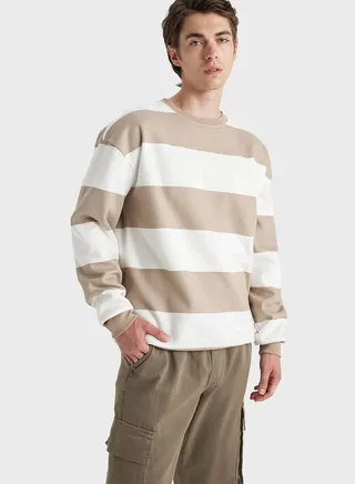 Color Block Knitted Sweatshirt