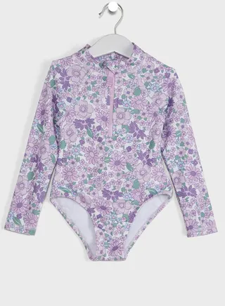Kids Retro Blooms Print Swimsuit 