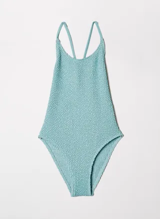 Kids Textured Swimsuit Light Pasatel Blue 