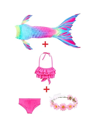 Mermaid Swimsuit Set Pink/Blue 