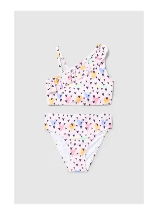 Younger Girl Heart Print Bikini 