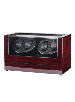 unisex 4-Slot Double Head Rotating Winder Watch Display Box 