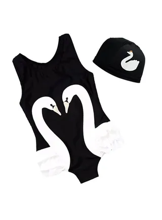 Printed Swimsuit With Cap Black/White 