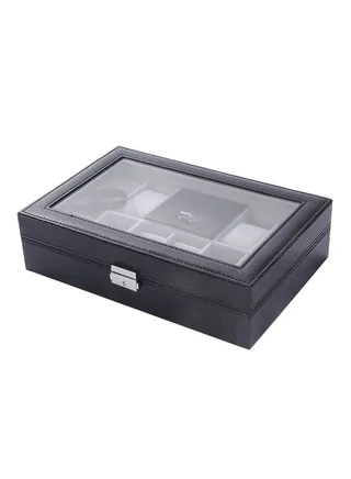 8-Grid 2-In-1 Watch Organizer And Ring Collection Box ZG829200 