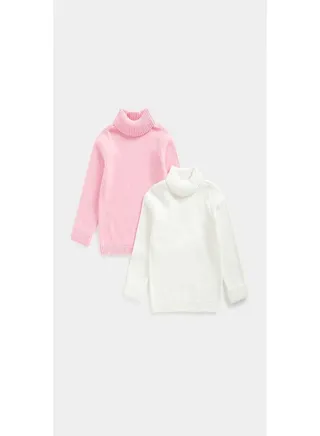 Roll Neck Knitted Jumpers 2 Pack 
